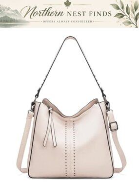PU leather Hobo bag with stud accents, 11x5x10, crossbody strap